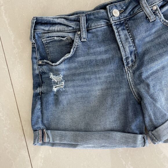Silver Jeans Co. Distressed Cuffed Boyfriend Jean Shorts Sz 32, #L53608EAE205 - Picture 2 of 10